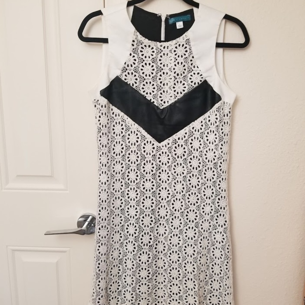 Pim + Larkin B&W Lace & Faux Leather Dress (S)